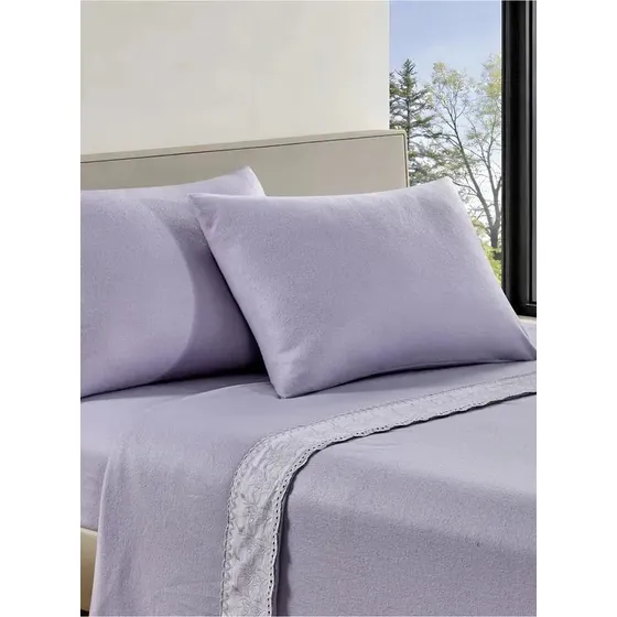 Sábana Andes Polar Broderie Lila 2 Plazas Lila Broderie