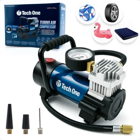 Compressor De Ar Portatil 12v Para Encher E Calibrar O Pneu Preto/azul 12v