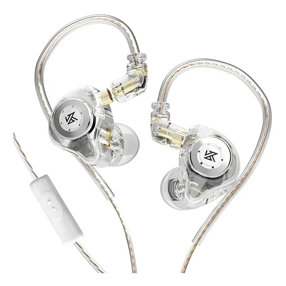 Auriculares Kz Edx Pro con micrófono, color cristal blanco | Cuotas sin interés