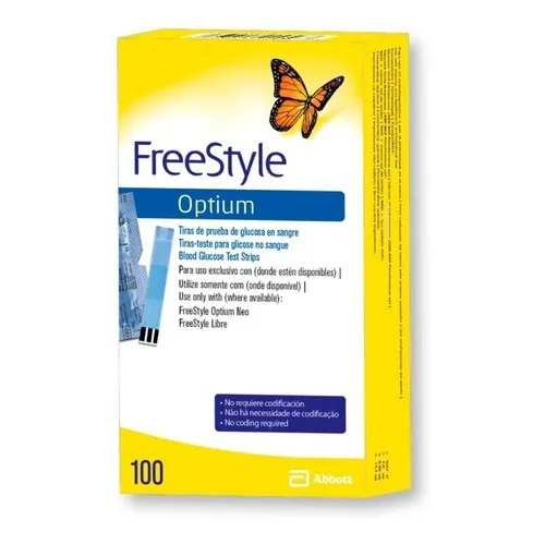 Cinta De Glicemia Freestyle Optium 100 Unidades.