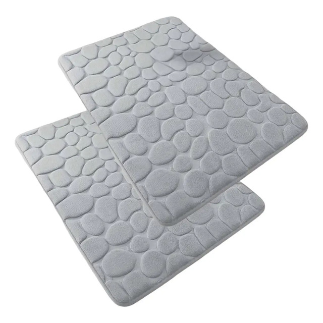 Kit2 Tapete Banheiro Soft Super Absorvete Anti Derrapante Cinza