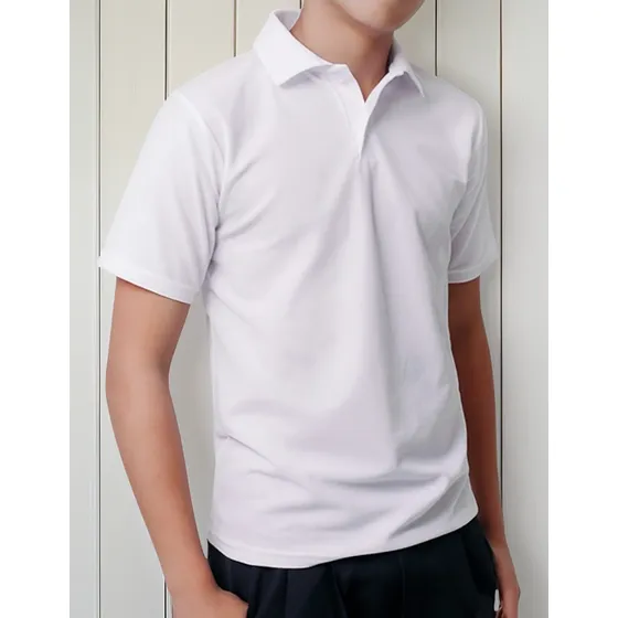 Camisetas Tipo Polo Blancas Para Niños 198 Gramos Escolar