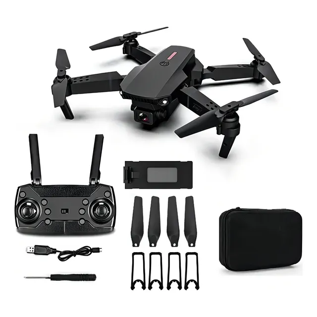 Cámara infantil Drone E88 para principiantes, HD1080MP, WiFi, color negro