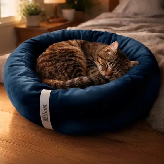 Cama Gato Cachorro Caminha Pet Redonda Ninho Macia 50x50cm Cor Marinho Touch