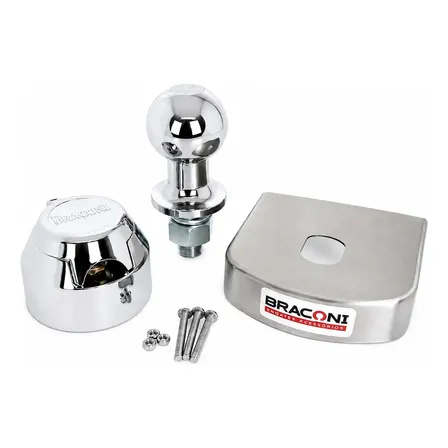 Kit Engate Capa Inox 100mm, Esfera Abnt 50mm, Tomada 6 Polos Cromado/prata