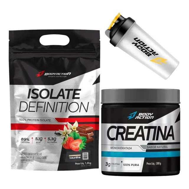 Kit Isolate 1,8kg Baunilha + Creatina 300g 100% Pura + Copo