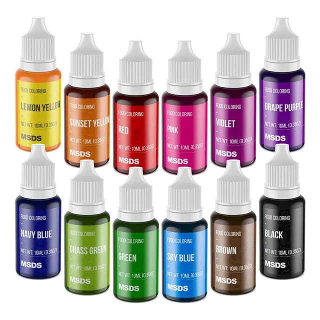 Juego De Colores Alimentarios, 12 Colores Vibrantes, 10ml