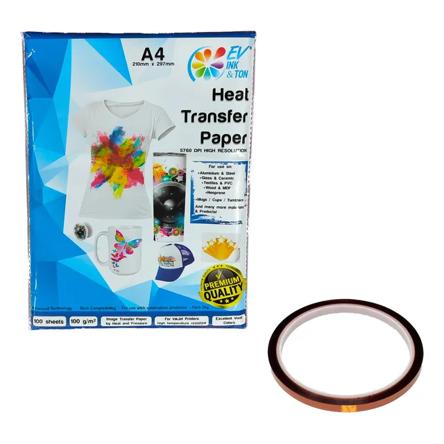 Papel De Sublimación 100 Hojas Y 1 Cinta Térmica Evink&ton