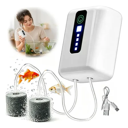 Bomba De Ar Compressor Oxigênio Para Aquario 2 Saidas 2 Vel 5v
