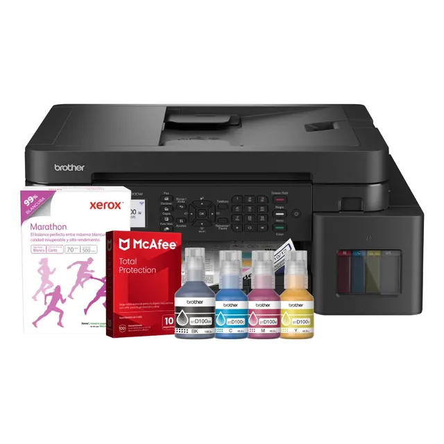 Multifuncional Mfc-t930dw + Kit Tintas + Papel + Antivirus Negro