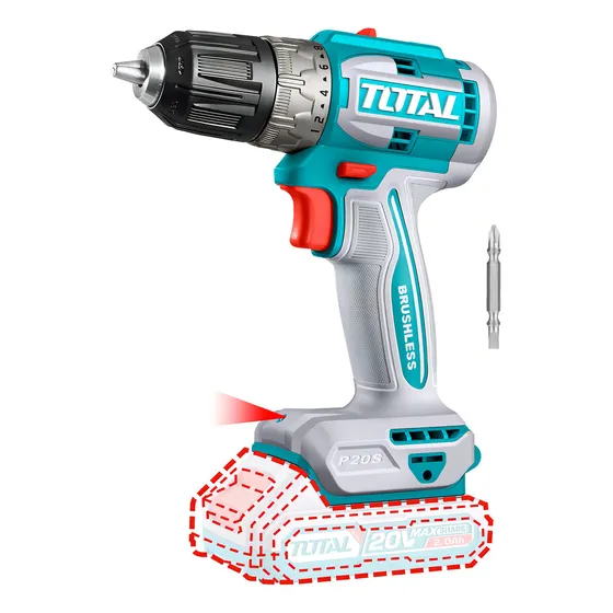Taladro Inalambrico Total 20v A Batería Brushless 2000rpm Color Turquesa Frecuencia 50 Hz / 60 Hz