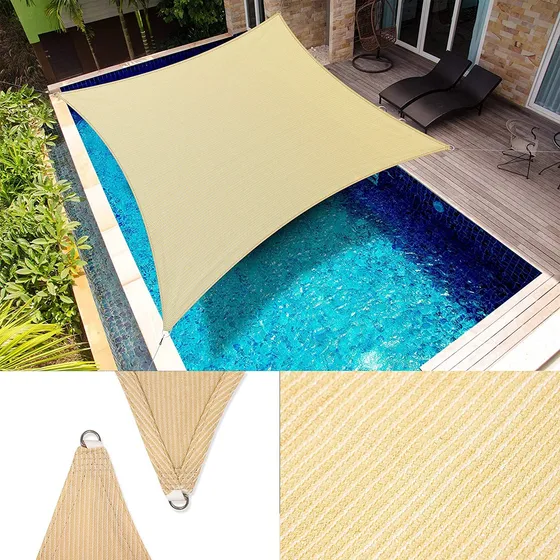 Toldo Tipo Vela Rectangular De 4 X 6 Metros. Color Arena
