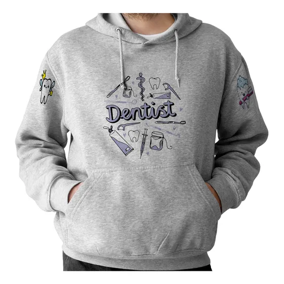 Sudadera Con Dentista, Diseño En Manga Distintos Colores