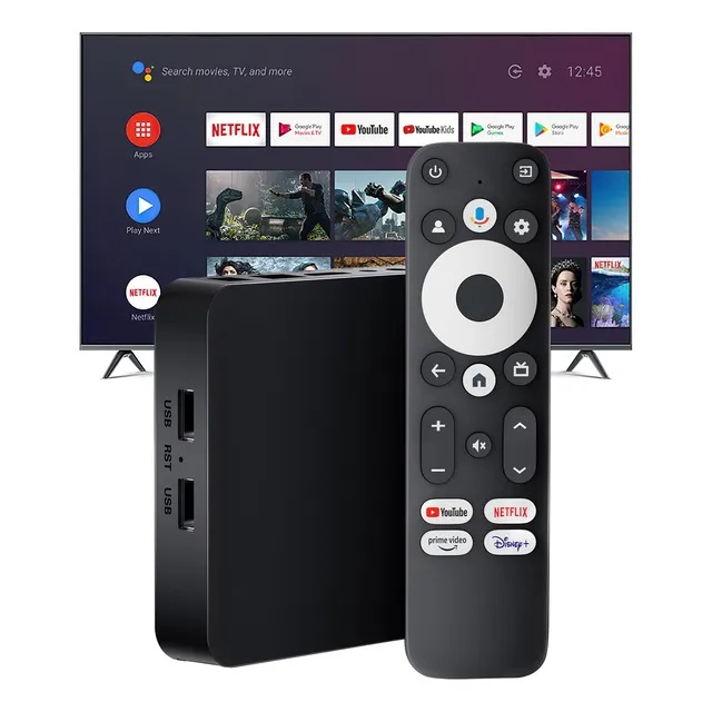 TV Box 4K Ultra HD Android con 2 GB RAM, 32 GB ROM, Dual Wifi, Bluetooth 5.0, Dolby Audio, Chromecast, Android 12.0 Hikeren TV Box