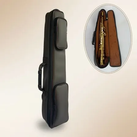 Capa Sax Soprano Reto Bag Semi Case Couro Premium Ecológico.