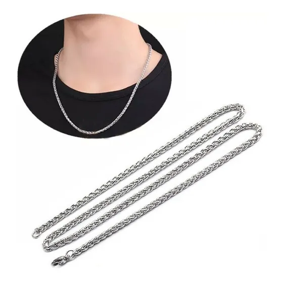 Cadenita Collar De Hombre Acero Quirurgico Espiga Fina 3mm