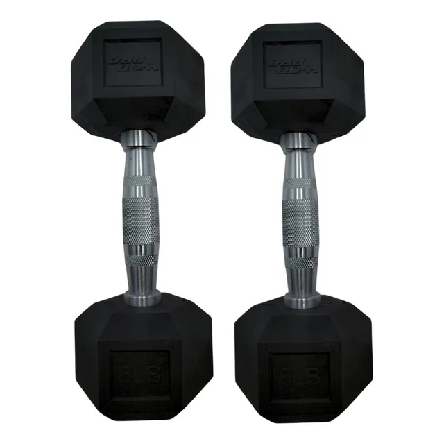 Par De Mancuernas 8 Libras Crossfit Pesas Hexagonal Color Negro