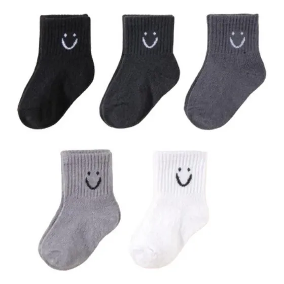 5 Pares De Medias Con Estampado Cara Sonrriente 1 A 3 Años