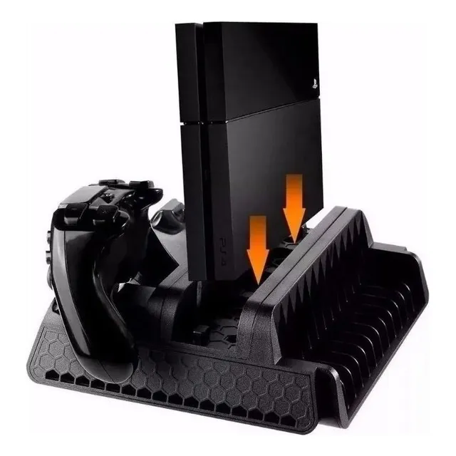 Cargador Fat Slim Pro con base de refrigeración vertical para PS4