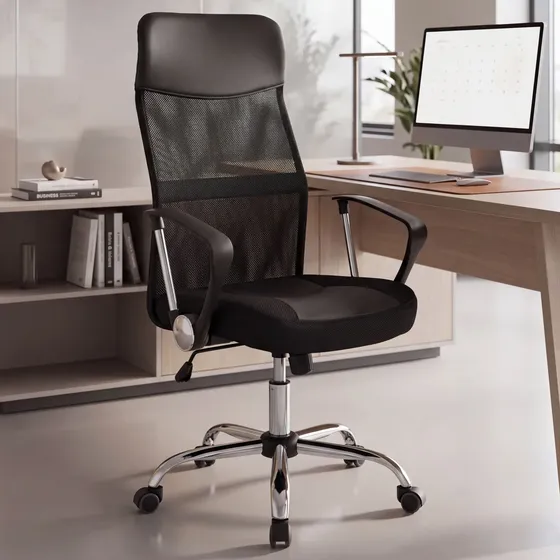 Cadeira De Escritório Flexy Leaf Preta Base Giratória Relax