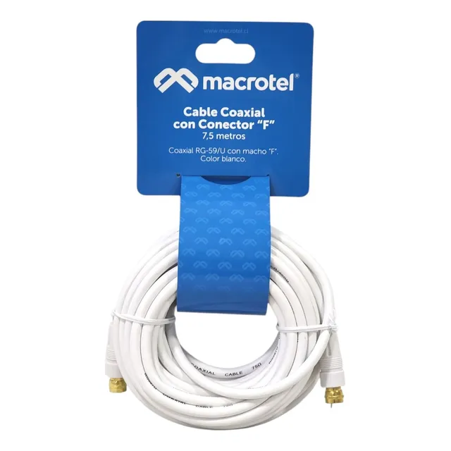 Cable Coaxial 7,5 Mt Con Conector F Macho Mv-820 Rg-59/u