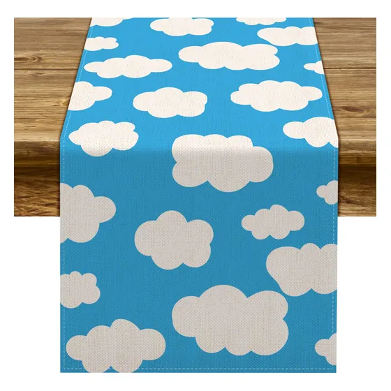 Camino Mesa Lino Azul Cielo Blanco Nube Niño Niña Baby Feliz