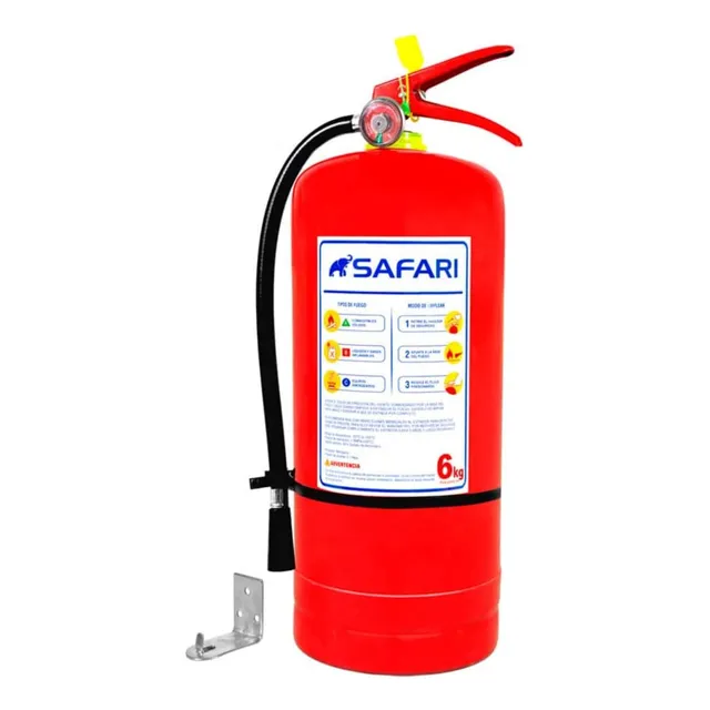 Extintor  Pqs Safari De 6 Kilos Con Soporte Metálico Zfe-06