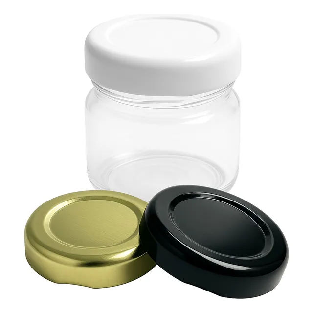 40 Potes Vidro Geleinha 40 Ml Brigadeiro Papinha Tp Metal