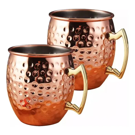 Taza De Cobre, Juego De 2 Vasos Moscow Mule Cocktail, 500 Ml