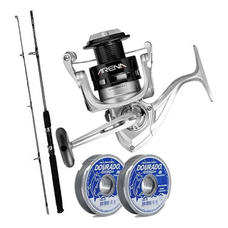 Kit Pesca Pesada Molinete Arena Vara Fibra Vidro 40l 2 Linha Kit Pesca Pesada Molinete Arena Vara Fibra Vidro 40l 2 Linha