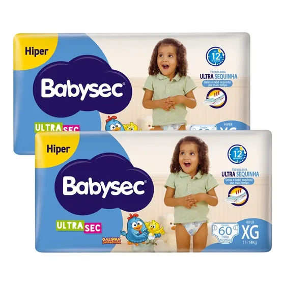 Kit 2 Pacotes Fraldas Galinha Pintadinha Xg Ultrasec Babysec