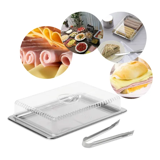 Porta Frios Inox 3 Peças Queijo Presunto Com Pinça Brinox