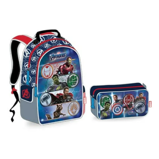 Bolso Morral Escolar Con Cartuchera Niños Avengers 