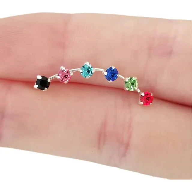 Aro Clark Rainbow Trepador Cubic Multicolor 24mm Plata 925