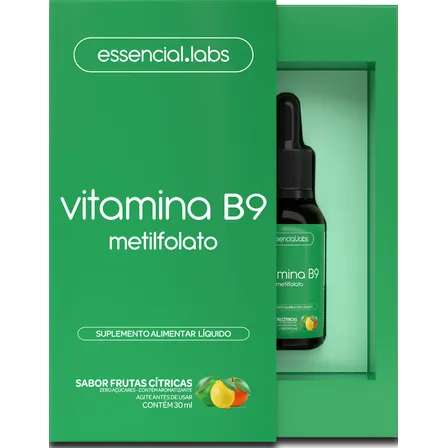 Vitamina B9 Metilfolato - Fórmula Concentrada (1 Gota = 1 Dose) Sabor Frutas Cítricas - 30ml