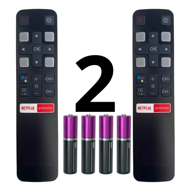 Kit 2 Controle Remoto Compatível Tcl Smart Tv Rc802v 55p8m