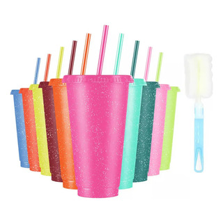 10 Vasos Reutilizables De 24 Oz Con 10 Tapas + 10 Popotes 10 Vasos Reutilizables De 24 Oz Con 10 Tapas + 10 Popotes