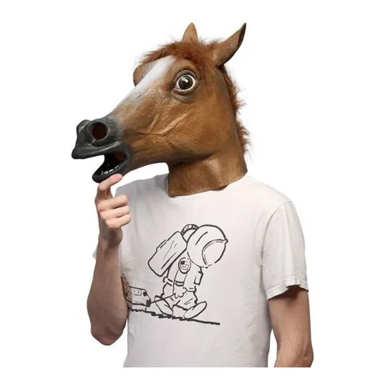 Máscara De Cavalo Látex Cosplay Festa Fantasia Cor Marrom