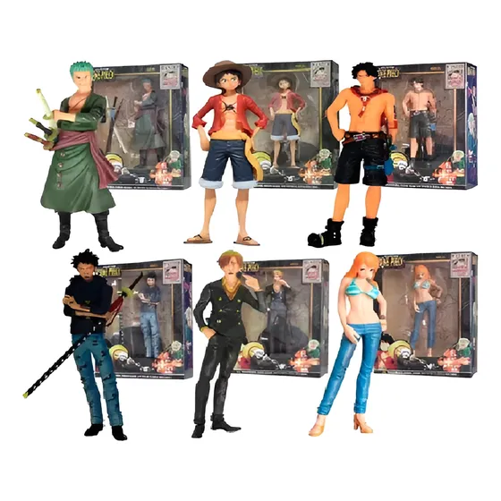 Kit 6 Bonecos One Piece Monkey D Luffy Estatua Zoro Sanji 