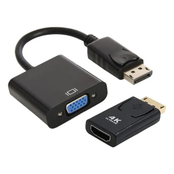 Adaptador Displayport A Vga Hembra +displayport A Hdmi 4k