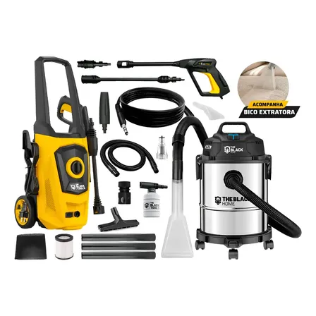 Lavadora Alta Pressão 1500w E Aspirador Pó Extrator 12l Amarelo 110 110v 60hz