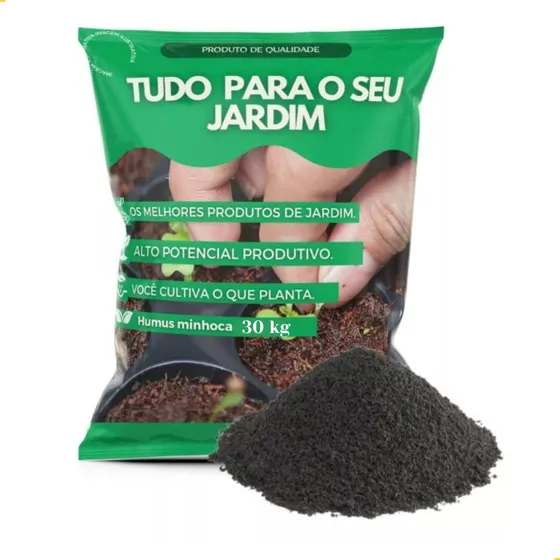 30kg Húmus De Minhoca - Vermicomposto 100% Natural - Ecogarden Jardinagem