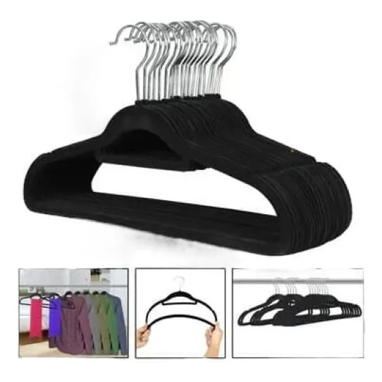 Perchas Terciopelo Negro X 45 Unidades