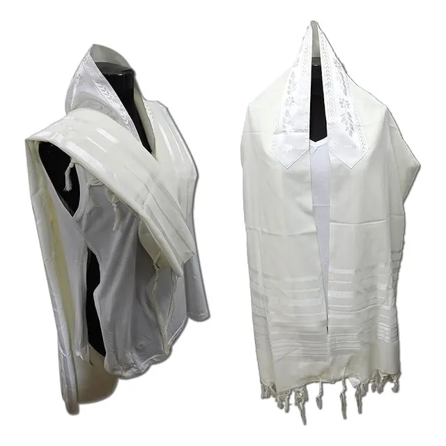 Talti Gadol Manto De Oracion Lana Kosher Blanco