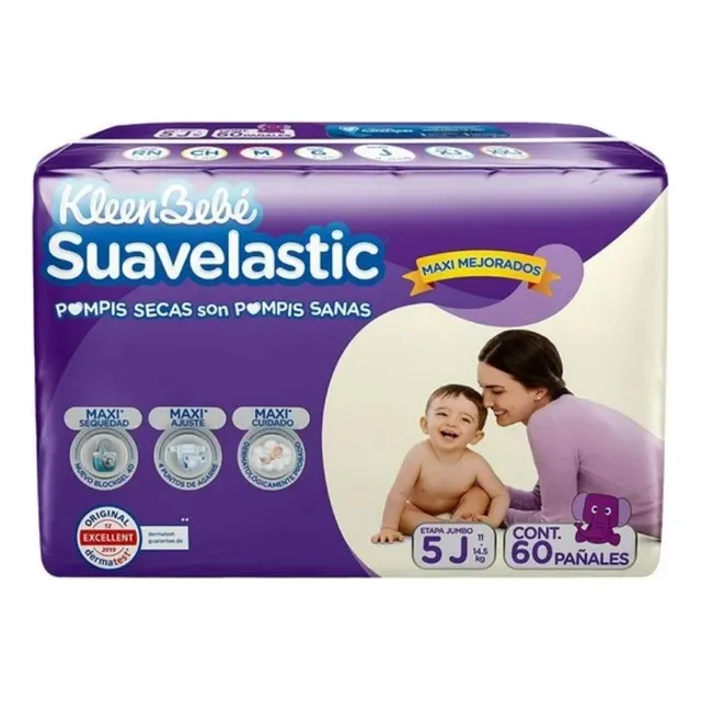 2 Pzs Pañales Para Bebe Kleenbebé Suavelastic Etapa 5 Jumbo