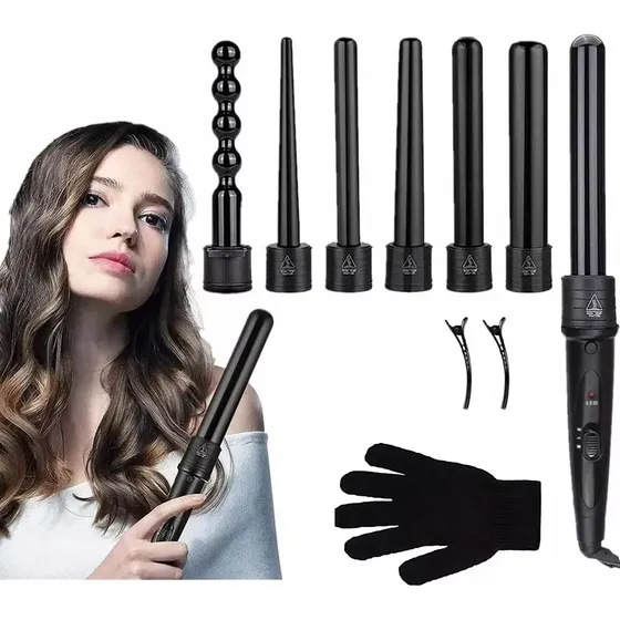 Rizadora De Cabello 6 En 1 Ferro Tenaza Plancha Cerámica
