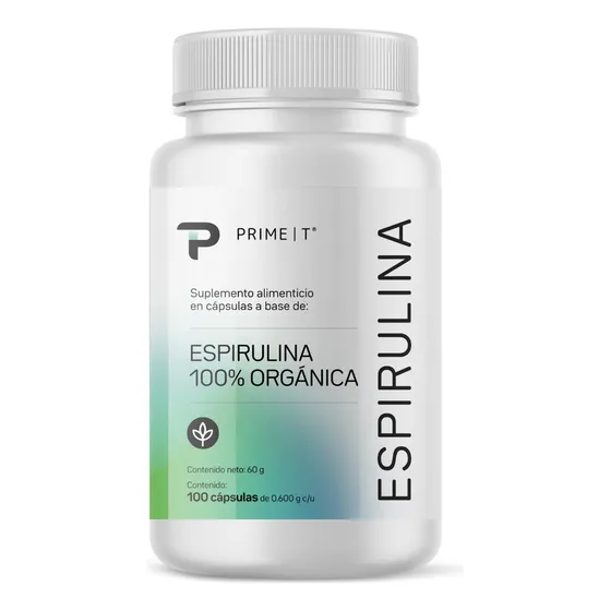 Espirulina Orgánica En Cápsulas Primetech 100 Unid.