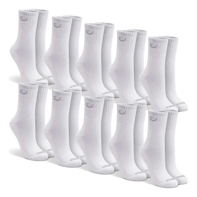 Kit Com 10 Pares De Meias Cano Alto Algodão Usee Brasil