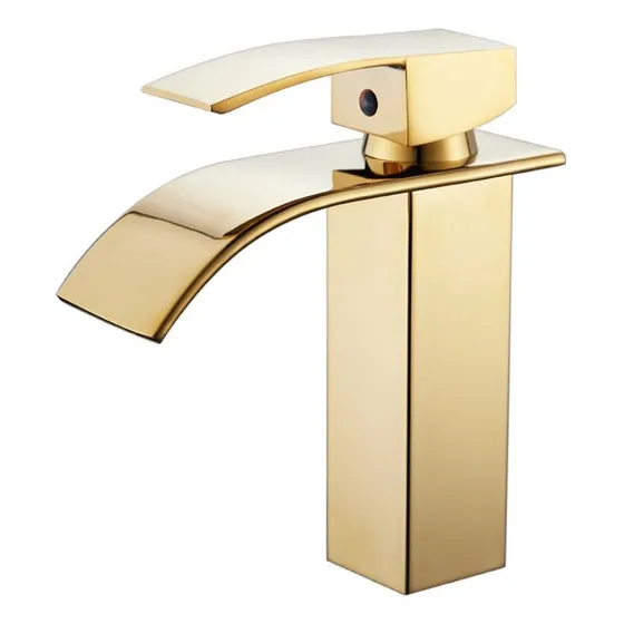Torneira Monocomando Cascata Curva Baixa Dourado 