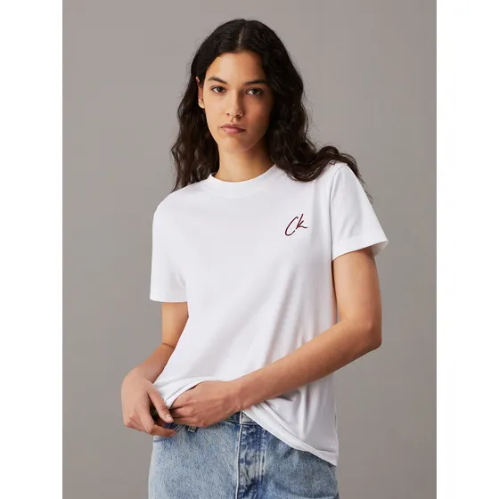 Camiseta Blanca Con Logo Bordado Calvin Klein